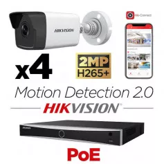 Kit vidéosurveillance 4 caméras Hikvision full HD H265+ Motion Detection 2.0 vision de nuit 30 mètres EXIR 2.0