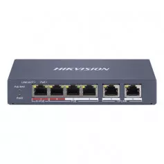 Switch PoE longue distance 300 mètres 6 ports dont 1 port Hi PoE et 3 ports PoE Hikvision DS-3E1106HP-EI