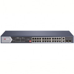 Switch PoE longue distance Gigabit 370W Hikvision DS-3E0528HP-E 28 ports dont 24 ports PoE et 2 ports fibre